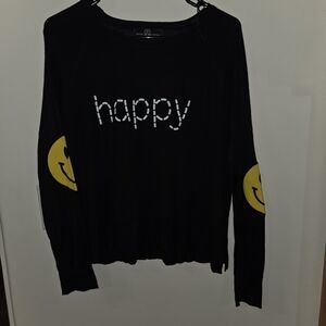 HipChik Couture Black 'Happy' Long Sleeve Top